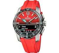 Festina Men's Watch F23000/6 Connected D Titanium Case Silver Rubber Strap Red