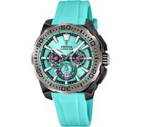 Festina Mens Wrist Band Watch Chronograph Black/Light Blue Chrono F20726/2