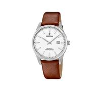 Festina Casual Watch F20512/2 Men's White Dial Brown Leather Strap