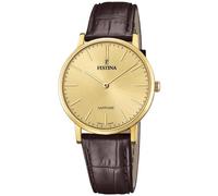 Festina Swiss Made Mens Gold PVD-Plated Watch with Leather Strap F20016/2