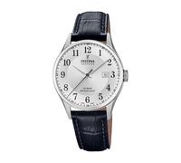 Festina Watch for Men F20007/1 Swiss Made Silver Stainless Steel case Black Leather Strap, Silver/Black, groß, Bracelet