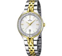 Festina Women's Quartz Watch with White Dial Analogue Display and Silver Stainless Steel Gold Plated Bracelet F16868/1