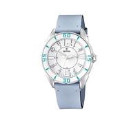 Festina Women's Watch F16492/7 Outlet Stainless Steel Case 316l Silver Blue Leather Strap, metallic silver, strip