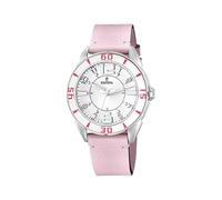 Festina Women's Watch F16492/8 Outlet Stainless Steel Case 316l Silver Pink Leather Strap, metallic silver, strip