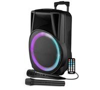 FestiSound FESTI15-15 Inch Active Speaker 38 cm - 700 W - on Battery - Ring LED Effect - USB SD Bluetooth TWS - 2 Microphones