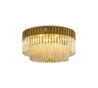 Festival 12 Flush Ceiling Light - Brass with Cognac Sculpted Glass