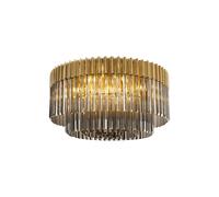 Festival 12 Flush Ceiling Light - Brass with Smoked Sculpted Glass