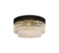 Festival 12 Flush Ceiling Light - Matt Black with Clear Sculpted Glass