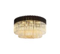 Festival 12 Flush Ceiling Light - Matt Black with Cognac Sculpted Glass