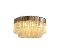 Festival 12 Flush Ceiling Light - Polished Nickel with Cognac Sculpted Glass