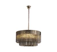 Festival 12 Light Chandelier - Polished Nickel with Smoked Sculpted Glass