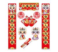 Festival 2025 Snake Year Spring Festival Caplet Set Paper Door Wall Decals Bright Colors for Holiday Decoration