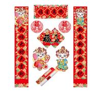 Festival 2025 Snake Year Spring Festival Caplet Set Paper Door Wall Decals Bright Colors for Holiday Decoration