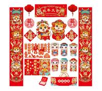 Festival 2025 Snake Year Spring Festival Caplet Set Paper Door Wall Decals Bright Colors for Holiday Decoration