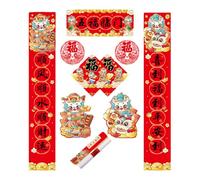 Festival 2025 Snake Year Spring Festival Caplet Set Paper Door Wall Decals Bright Colors for Holiday Decoration