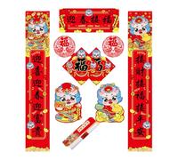 Festival 2025 Snake Year Spring Festival Caplet Set Paper Door Wall Decals Bright Colors for Holiday Decoration