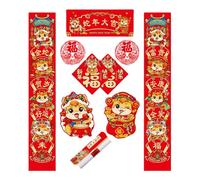 Festival 2025 Snake Year Spring Festival Caplet Set Paper Door Wall Decals Bright Colors for Holiday Decoration