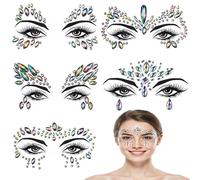 Festival Accessories, Face Gems, 5 PCS Glitter Face Jewels - Temporary Tattoo Stickers for All Festivals (Halloween, Christmas, Birthday, Music Festival Holiday Party)