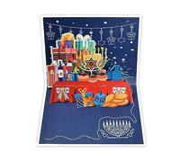 Festival Blessing Card for Chanukah HappyHanukkah Gift Card Menorah Light Present 3D PopUp Cards for Family Friend Festive Table Decoration