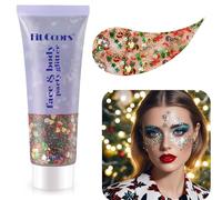 Festival Body Face Hair Glitter Gel - 50ml Christmas Festival Face Paint Glitter Gel Mermaid Sequins Chunky Glitter Glue Face Paint Hairspray for Body Face Nails DIY Art