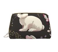 Festival Bunny Floral Printed Makeup Bag for Women Portable Leather Make up Bag Travel Zipper Cosmetic Bags Organizer