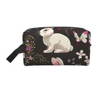 Festival Bunny Floral Printed Makeup Bag Travel Portable Cosmetic Bag Large Capacity Makeup Case Toiletry Handbag Organiser for Women