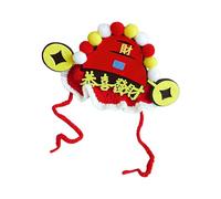 Festival Cats Hat for Chinese NewYear Symbolizing Wealth Good Luck Adjustable Rope Easy Wear Washable Headwear for Pet Chinese NewYear Cats Hat