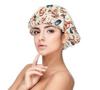 Festival Celebrating Crabs Print Satin Silk Bonnet for Sleeping Women, Adjustable Double Layer Satin Hair Bonnet Night Sleep Cap for Curly Hair