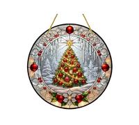 Festival Christmas Theme Acrylic Window Hanging Pendant Tree Ornaments Snowman Ornament Xmas For Merry Winter Holiday P Stain Glass (Grey, 20x20x0.3cm)