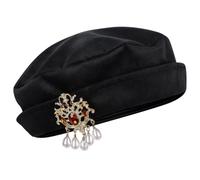 Festival Costume Headwear for Adults | Soft Polyester Historical Hat with Decorative Front Brooch Accent and Period Trim