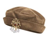Festival Costume Headwear for Adults | Soft Polyester Historical Hat with Decorative Front Brooch Accent and Period Trim