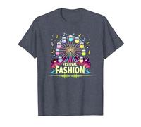 Festival Fashion Ferris Wheel Music Neon Party T-Shirt, Men, Heather Blue, 3XL