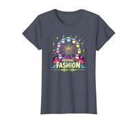 Festival Fashion Ferris Wheel Music Neon Party T-Shirt, Women, Heather Blue, 3XL