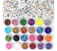 Festival Glitter, Face Glitter, 24 Color Body Glitter, Holographic Sequins for Face, Hair, Body, Nail, Eye, Cosmetic Glitters for Wax Melts, Pride Makeup, Art Nail, Crafting, Party