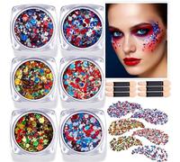 Festival Glitter Gel with Face Gems & Brushes, Chunky Glitter Kit for Face Body Hair Makeup, Waterproof Long-Lasting & Easy to Remove Glue for Festivals, Concerts, Dance Parties
