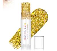 Festival Gold Glitter Stick for Face Body and Hair - Easy Application Twist-Up Design, Long Lasting Sparkle Highlighter for Women - Festival Party Rave Birthday Halloween Christmas Makeup