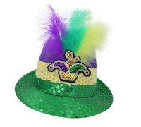 Festival Jazzy Hat with Glittering Sequined and Feathered Decoration for Carnivals Parties StPatricks Holiday Dressingup