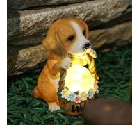 Festival Lantern 20cm Solar LED Light Commemorative Stone, Dog and Butterfly Pattern, Cemetery Decoration, Weather Resistant, Tombstone, Cemetery Light, Solar Commemorative Stone