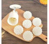Festival Moon Cake Mould, Mooncake Bath Bomb Cookie Stamps Mold ABS Plastic White Flower Animal Zodiac Patterns 50g Pack of 1 Set(Classical Patterns)