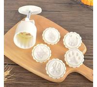 Festival Moon Cake Mould, Mooncake Bath Bomb Cookie Stamps Mold ABS Plastic White Flower Animal Zodiac Patterns 50g Pack of 1 Set(Cartoon Animals)