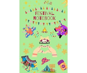 Festival Notebook: Festival Retro Vintage Styled Colorful Blank Lined Notebook