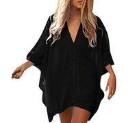 Festival Outfit Women's Glitter Beach Swimsuit Swim Bikini Swimsuit Oversized Cover Up Dresses Zigzag Pattern Dresses, black, One Size