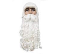 FESTIVAL PARTY Men's Deluxe Santa Claus Beard and Wig set, Santa Cruz Wizard, for Costume Halloween Christmas Cosplay and Party, White