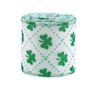 Festival Patricks Day Linen Ribbon Featuring Clovers Pattern Great for Party Decoration Bend Making Ribbon