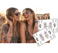 Festival personalised temporary tattoos to match your party vibe. Add names, dates, phrases or symbols to stand out and complete your outfit. (3 Sheets)