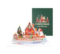 Festival Popup Christmas Card Seasonal Greeting Card Popup Christmas With Houses Display For Blessing Holiday Wishes