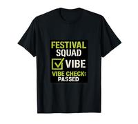 Festival Squad Vibe Check Passed Neon Stencil Design T-Shirt