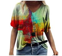 Festival Tops for Women - Scoop Neck Chiffon Blouse - Birthday Gifts - Gym Sports - Short Sleeve Tops - T Shirt - Crew Neck Tee - Printed Summer Casual Fashion - Clearance Bargains