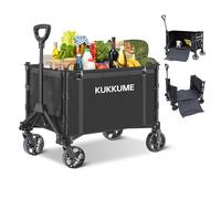 Festival Trolley on Wheels Converts to Bench 120L Folding Wagon Portable Camping Cart Heavy Duty with Handle for Beach Yard Outdoor Garden Picnic Shopping Fishing Black