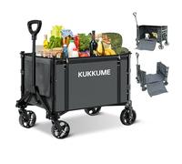Festival Trolley on Wheels Converts to Bench 120L Folding Wagon Portable Camping Cart Heavy Duty with Handle for Beach Yard Outdoor Garden Picnic Shopping Fishing (grey)